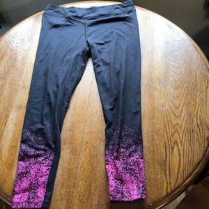 Black active pants with hot pink splatter